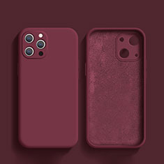 Coque Ultra Fine Silicone Souple 360 Degres Housse Etui S02 pour Apple iPhone 14 Pro Max Vin Rouge