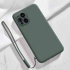 Coque Ultra Fine Silicone Souple 360 Degres Housse Etui S02 pour Oppo Find X3 Pro 5G Vert Nuit