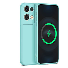 Coque Ultra Fine Silicone Souple 360 Degres Housse Etui S04 pour Oppo Reno9 Pro+ Plus 5G Cyan