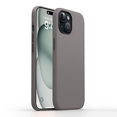 Coque Ultra Fine Silicone Souple 360 Degres Housse Etui YK1 pour Apple iPhone 15 Gris Fonce