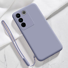 Coque Ultra Fine Silicone Souple 360 Degres Housse Etui YK3 pour Vivo V27 Pro 5G Gris Lavende