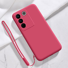 Coque Ultra Fine Silicone Souple 360 Degres Housse Etui YK3 pour Vivo V27e 5G Rouge