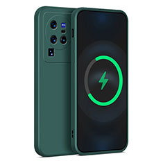 Coque Ultra Fine Silicone Souple 360 Degres Housse Etui YK4 pour Vivo X80 Pro 5G Vert Nuit