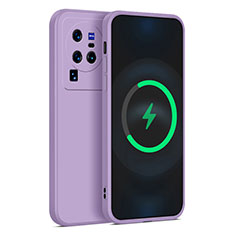 Coque Ultra Fine Silicone Souple 360 Degres Housse Etui YK4 pour Vivo X80 Pro 5G Violet Clair