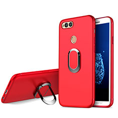 Coque Ultra Fine Silicone Souple avec Support Bague Anneau A01 pour Huawei Honor 7X Rouge