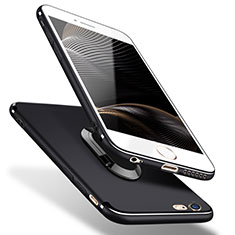 Coque Ultra Fine Silicone Souple avec Support Bague Anneau A02 pour Apple iPhone 5S Noir