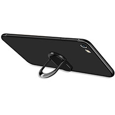 Coque Ultra Fine Silicone Souple avec Support Bague Anneau A03 pour Apple iPhone 6 Noir