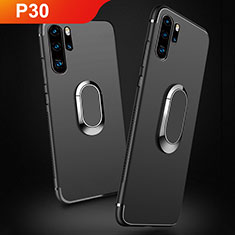 Coque Ultra Fine Silicone Souple avec Support Bague Anneau Aimante Magnetique pour Huawei P30 Pro New Edition Noir