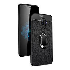 Coque Ultra Fine Silicone Souple avec Support Bague Anneau Aimante Q02 pour Samsung Galaxy A6 Plus Noir