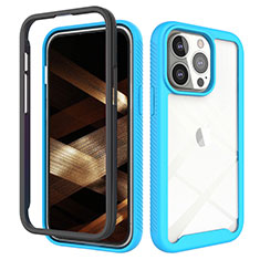 Coque Ultra Fine Silicone Souple Housse Etui 360 Degres Avant et Arriere pour Apple iPhone 14 Pro Max Bleu Ciel