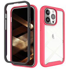 Coque Ultra Fine Silicone Souple Housse Etui 360 Degres Avant et Arriere pour Apple iPhone 14 Pro Rose Rouge