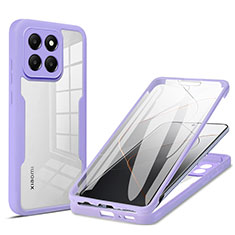 Coque Ultra Fine Silicone Souple Housse Etui 360 Degres Avant et Arriere pour Xiaomi Mi 14 5G Violet Clair