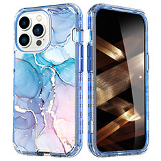 Coque Ultra Fine Silicone Souple Housse Etui 360 Degres Avant et Arriere YJ1 pour Apple iPhone 15 Pro Bleu Ciel