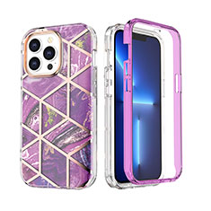 Coque Ultra Fine Silicone Souple Housse Etui 360 Degres Avant et Arriere YJ2 pour Apple iPhone 13 Pro Violet