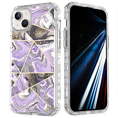 Coque Ultra Fine Silicone Souple Housse Etui 360 Degres Avant et Arriere YJ2 pour Apple iPhone 14 Violet Clair