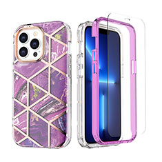 Coque Ultra Fine Silicone Souple Housse Etui 360 Degres Avant et Arriere YJ3 pour Apple iPhone 13 Pro Violet