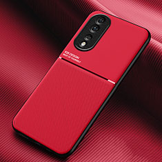 Coque Ultra Fine Silicone Souple Housse Etui avec Aimante Magnetique pour Huawei Honor 80 Pro Flat 5G Rouge