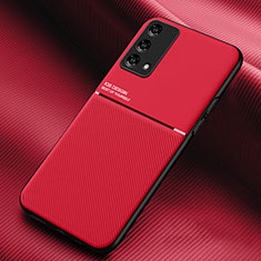 Coque Ultra Fine Silicone Souple Housse Etui avec Aimante Magnetique pour Oppo A74 4G Rouge