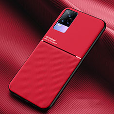 Coque Ultra Fine Silicone Souple Housse Etui avec Aimante Magnetique pour Vivo V21e 4G Rouge