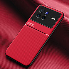 Coque Ultra Fine Silicone Souple Housse Etui avec Aimante Magnetique pour Vivo X80 5G Rouge