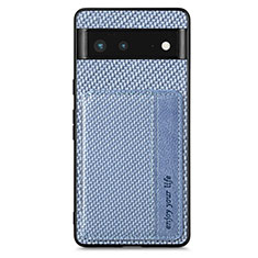 Coque Ultra Fine Silicone Souple Housse Etui avec Aimante Magnetique S01D pour Google Pixel 6 5G Bleu