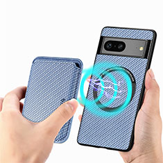 Coque Ultra Fine Silicone Souple Housse Etui avec Aimante Magnetique S01D pour Google Pixel 7 5G Bleu