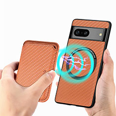 Coque Ultra Fine Silicone Souple Housse Etui avec Aimante Magnetique S01D pour Google Pixel 7 5G Marron