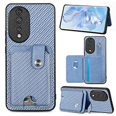 Coque Ultra Fine Silicone Souple Housse Etui avec Aimante Magnetique S01D pour Huawei Honor 80 5G Bleu