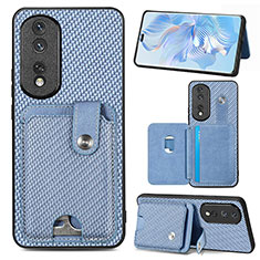 Coque Ultra Fine Silicone Souple Housse Etui avec Aimante Magnetique S01D pour Huawei Honor 80 Pro 5G Bleu