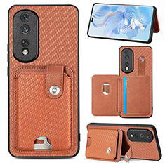 Coque Ultra Fine Silicone Souple Housse Etui avec Aimante Magnetique S01D pour Huawei Honor 80 Pro 5G Marron