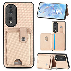 Coque Ultra Fine Silicone Souple Housse Etui avec Aimante Magnetique S01D pour Huawei Honor 80 Pro 5G Or