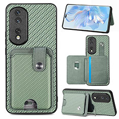 Coque Ultra Fine Silicone Souple Housse Etui avec Aimante Magnetique S01D pour Huawei Honor 80 Pro 5G Vert