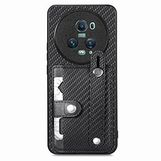 Coque Ultra Fine Silicone Souple Housse Etui avec Aimante Magnetique S01D pour Huawei Honor Magic5 Pro 5G Noir