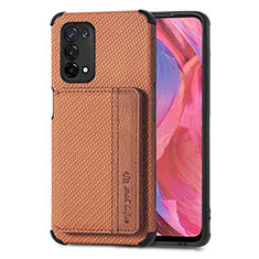 Coque Ultra Fine Silicone Souple Housse Etui avec Aimante Magnetique S01D pour Oppo A54 5G Marron