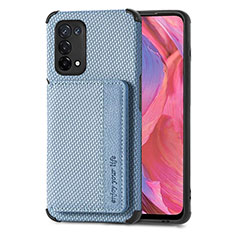 Coque Ultra Fine Silicone Souple Housse Etui avec Aimante Magnetique S01D pour Oppo A93 5G Bleu