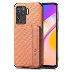 Coque Ultra Fine Silicone Souple Housse Etui avec Aimante Magnetique S01D pour Oppo A94 4G Marron