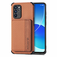 Coque Ultra Fine Silicone Souple Housse Etui avec Aimante Magnetique S01D pour Oppo Reno6 5G Marron