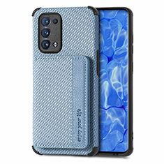 Coque Ultra Fine Silicone Souple Housse Etui avec Aimante Magnetique S01D pour Oppo Reno6 Pro 5G Bleu