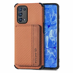 Coque Ultra Fine Silicone Souple Housse Etui avec Aimante Magnetique S01D pour Oppo Reno6 Pro+ Plus 5G Marron