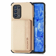 Coque Ultra Fine Silicone Souple Housse Etui avec Aimante Magnetique S01D pour Oppo Reno6 Pro+ Plus 5G Or