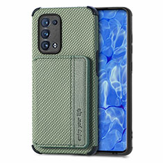 Coque Ultra Fine Silicone Souple Housse Etui avec Aimante Magnetique S01D pour Oppo Reno6 Pro+ Plus 5G Vert