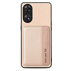 Coque Ultra Fine Silicone Souple Housse Etui avec Aimante Magnetique S01D pour Oppo Reno8 T 4G Or