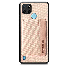 Coque Ultra Fine Silicone Souple Housse Etui avec Aimante Magnetique S01D pour Realme C21Y Or