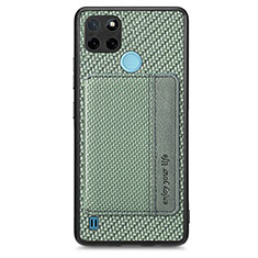 Coque Ultra Fine Silicone Souple Housse Etui avec Aimante Magnetique S01D pour Realme C21Y Vert