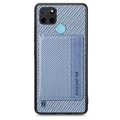 Coque Ultra Fine Silicone Souple Housse Etui avec Aimante Magnetique S01D pour Realme C25Y Bleu