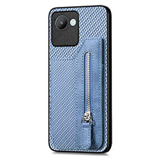 Coque Ultra Fine Silicone Souple Housse Etui avec Aimante Magnetique S01D pour Realme C30 Bleu