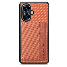 Coque Ultra Fine Silicone Souple Housse Etui avec Aimante Magnetique S01D pour Realme C55 Marron