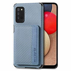 Coque Ultra Fine Silicone Souple Housse Etui avec Aimante Magnetique S01D pour Samsung Galaxy A02s Bleu