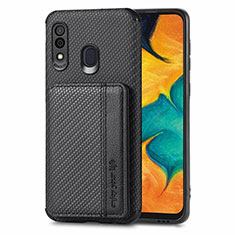 Coque Ultra Fine Silicone Souple Housse Etui avec Aimante Magnetique S01D pour Samsung Galaxy A20 Noir