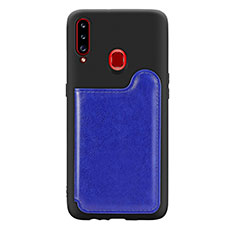 Coque Ultra Fine Silicone Souple Housse Etui avec Aimante Magnetique S01D pour Samsung Galaxy A20s Bleu